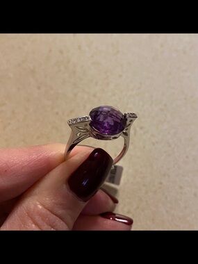 Peora Sterling Silver CZ Alexandrite Ring Size 8